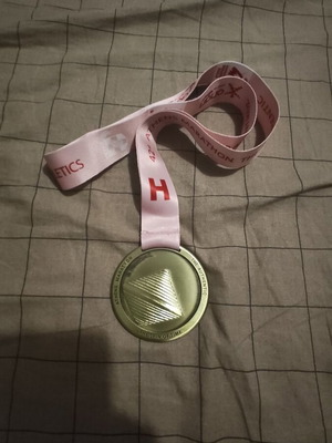 Athens Marathon 2025 1200m Kids Medal new, pink ribbon