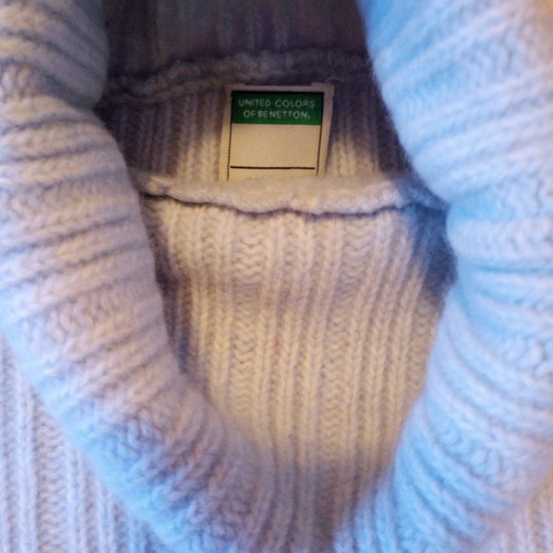 Benetton angora sweater used, pastel blue with turtleneck, size L