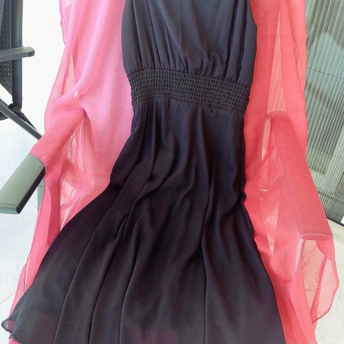 Azara Paris cocktail dress black with pleated bust and lining