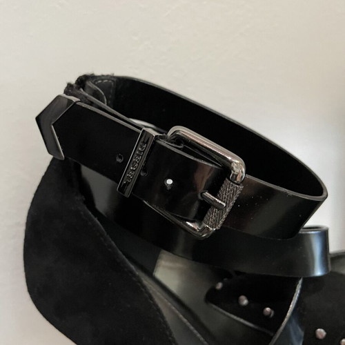 Diesel heels like new, black suede with leather strap and metal details
