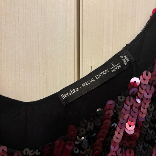 Bershka sleeveless top used with rhinestones, black and purple, size S