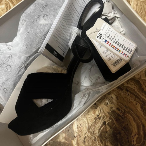 Jenny Fairy black suede platform sandals new, size 38