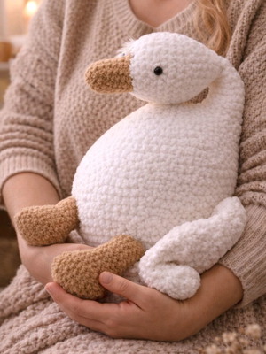 Handmade knitted goose made to order, size 45 cm