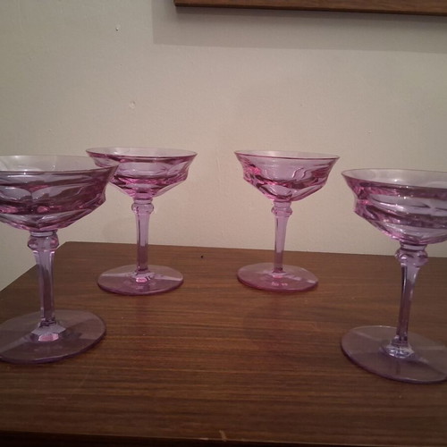 Moser Alexandrite Glass Set of 4 Crystal Glasses like new