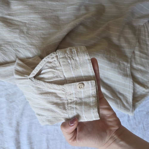 House oversized striped shirt size S linen blend beige used