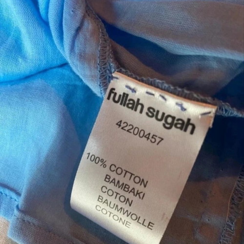 Cotton Kaftan Fullah Sugah new, size XL, beige and blue