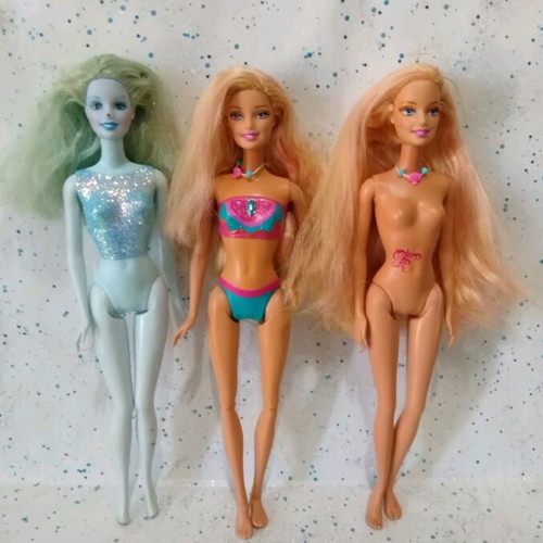 Barbie used, lot of 3 damaged dolls