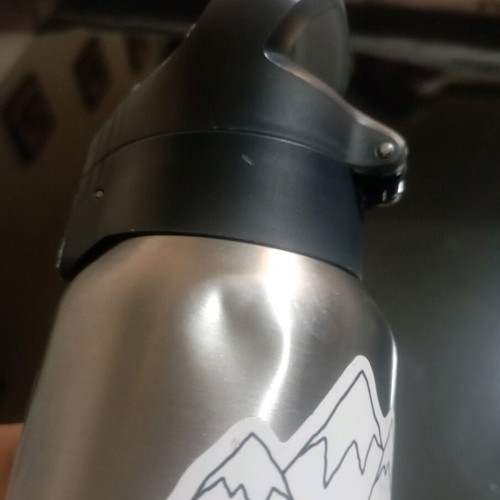 Thermos bottle used, steel with plastic cap and safety lock