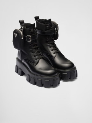 Black combat boots in excellent condition with accessory pouch size 36-37
