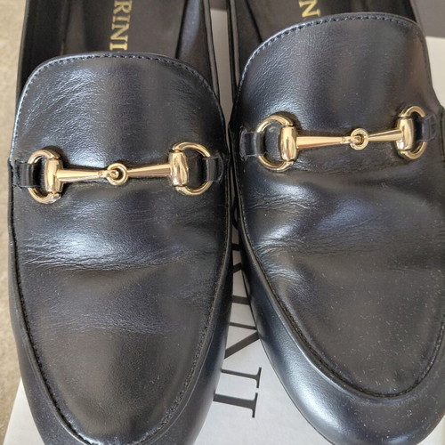 Labrini women's moccasins, black leather, size 36