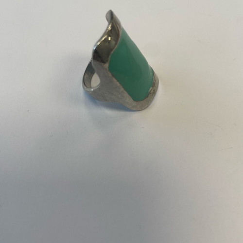 Modern silver turquoise rectangular ring like new