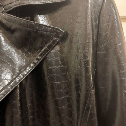 Lussile Young Women's Trench Coat Large new, black with Croco print