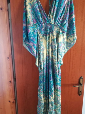 Φόρεμα μάξι καλοκαιρινό μεταχειρισμένο, φαρδύ μανίκι εμπριμέ