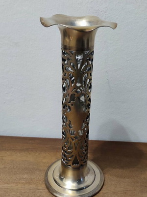 Metal antique vase with glass tube like new