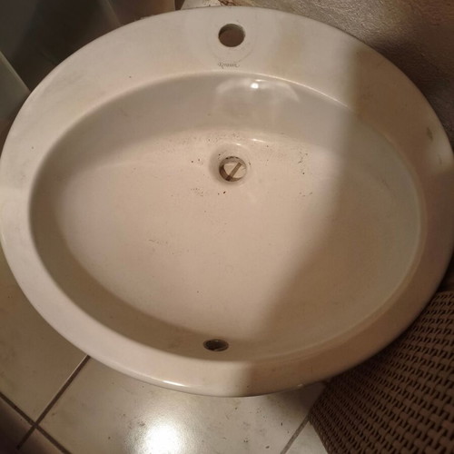 Kerasan sink used, oval white porcelain with faucet
