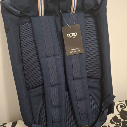 Polo Backpack Elmor navy blue with vintage leather details