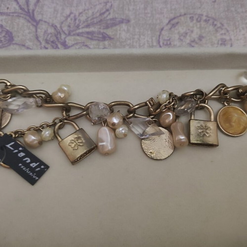 Handmade charm bracelet Liandi exclusive, gold tone
