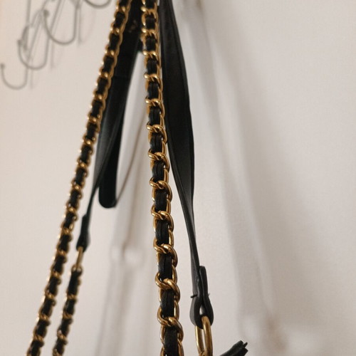 Black Quilted Shoulder Bag with Gold Chain new