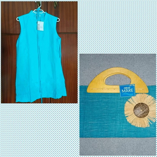 Mystico dress and Aqua Mare handbag set new, turquoise