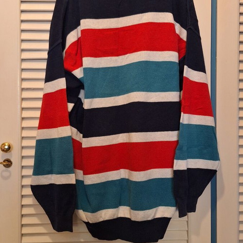 Wide striped blouse with 4 colors like new, size L