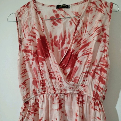 Beach dress size M new, white and red