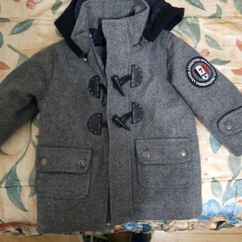 Children's gray felt jacket with hood used 12-18 months
