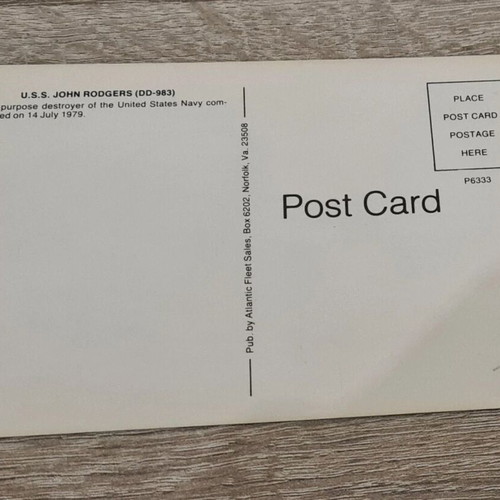 U.S.S John Rodgers (DD-983) postcard like new