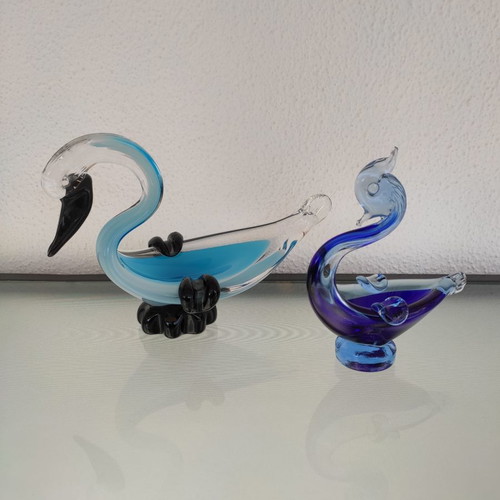 Set of 2 decorative Murano glass ashtrays new