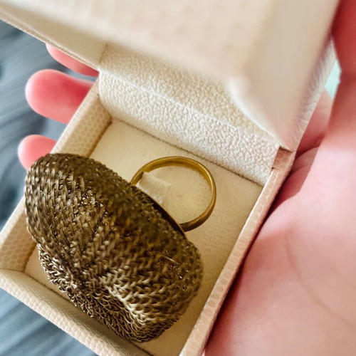 Soninke French Large Cooper Ring with Traditional Woven Design