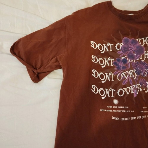 Bershka t-shirt used, size Medium, brown and purple