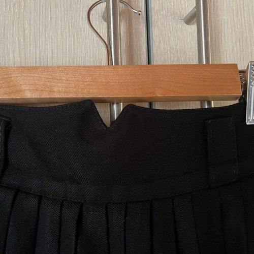 Wool pleated skirt black, high-waisted, used, XS