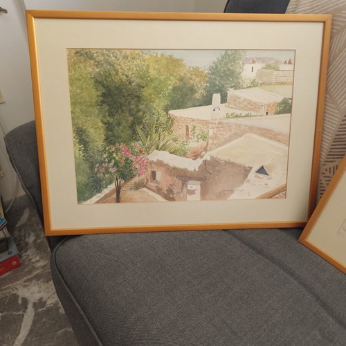 Watercolor paintings set of 4 like new with frames