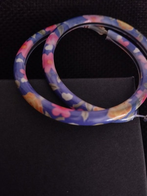 Floral purple large hoop earrings used