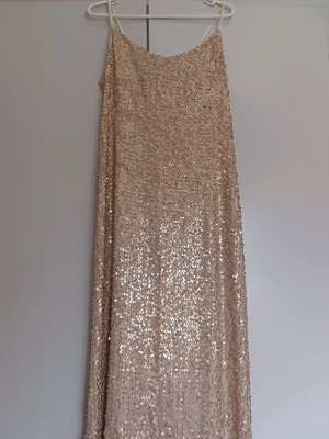 Long sequin dress MY T like new, beige, size Large