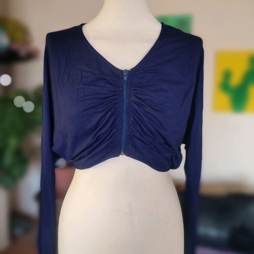 Bolero with zipper new, blue, cropped