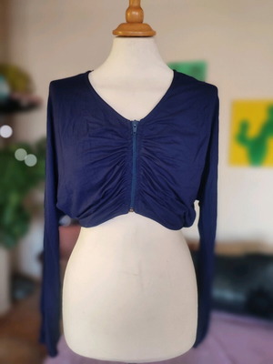 Bolero with zipper new, blue, cropped