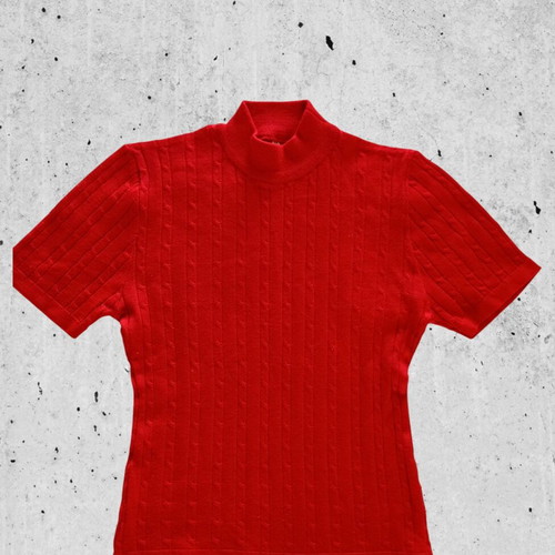 Red blouse with wool and short sleeves like new, size M