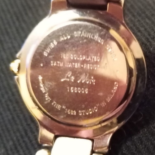 Le Noir Elxis women's wristwatch used, quartz, waterproof, silver with 18k gold