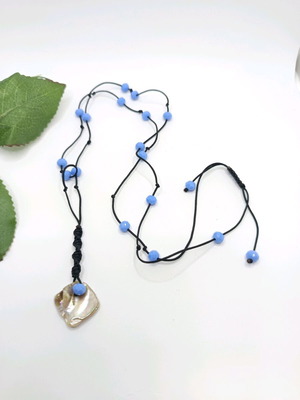 Handmade necklace with turquoise crystals and Mother of Pearl motif new