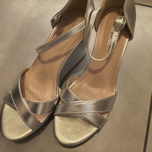 Silver platform sandals, size 40