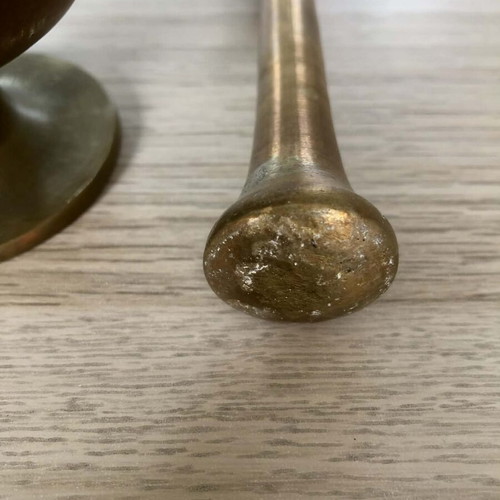 Vintage brass mortar with pestle used, decorative