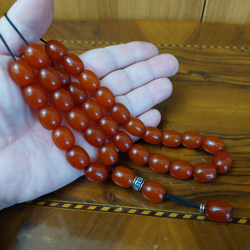 Worry beads new with 33 + 3 beads from dark orange new faturan