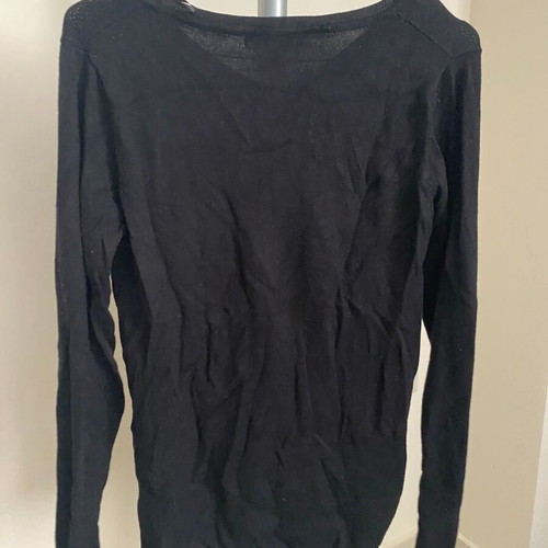 Black fine knit V-neck jumper Pink Woman used, size S