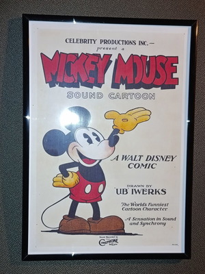 Mickey Mouse Art Print A4 with Black Frame new
