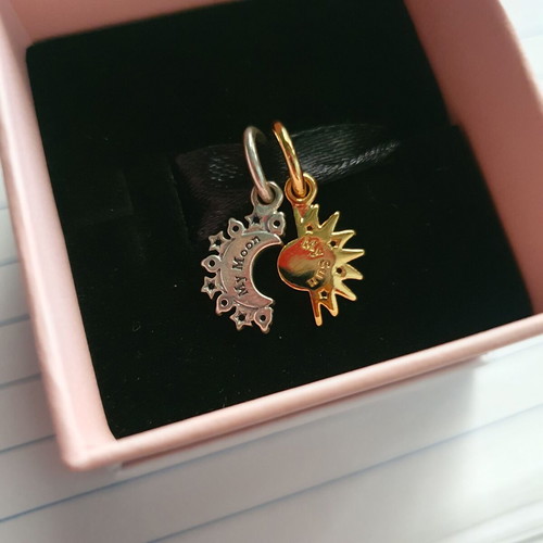 Pandora Moon Sun Duo Set new, 925 silver with 14K gold plating