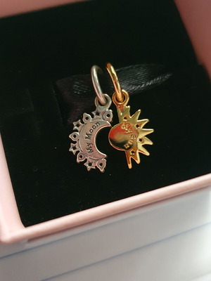 Pandora Moon Sun Duo Set new, 925 silver with 14K gold plating