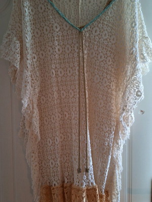 Dress ecru with lace used and inner slip