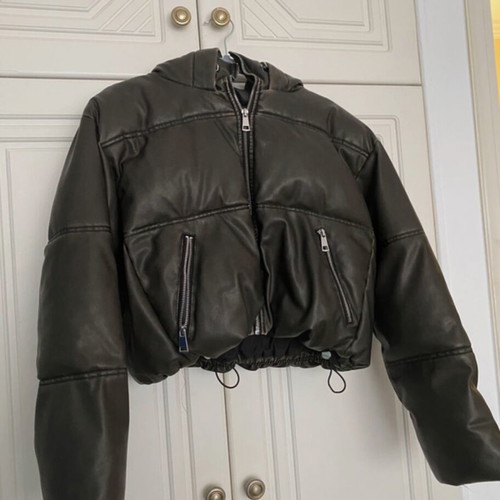 Zara jacket with hood like new, size M, gray and green