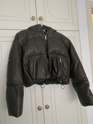 Zara jacket with hood like new, size M, gray and green