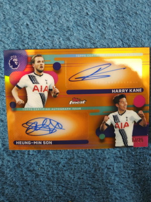 Topps Finest Premier League Partnerships Dual Autograph Orange Refractor 17/25